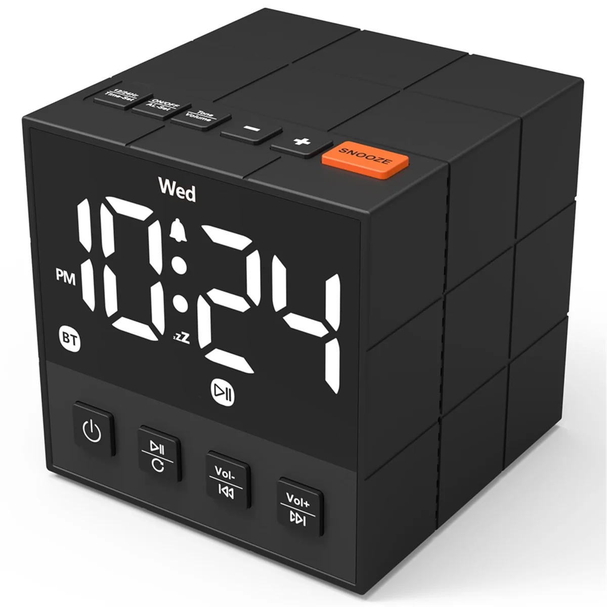 JAS-Loud Alarm Clock Bluetooth Speaker, Dimmable LED Display, Small Bedside Digital Clock for Bedroom Super Loud Alarm