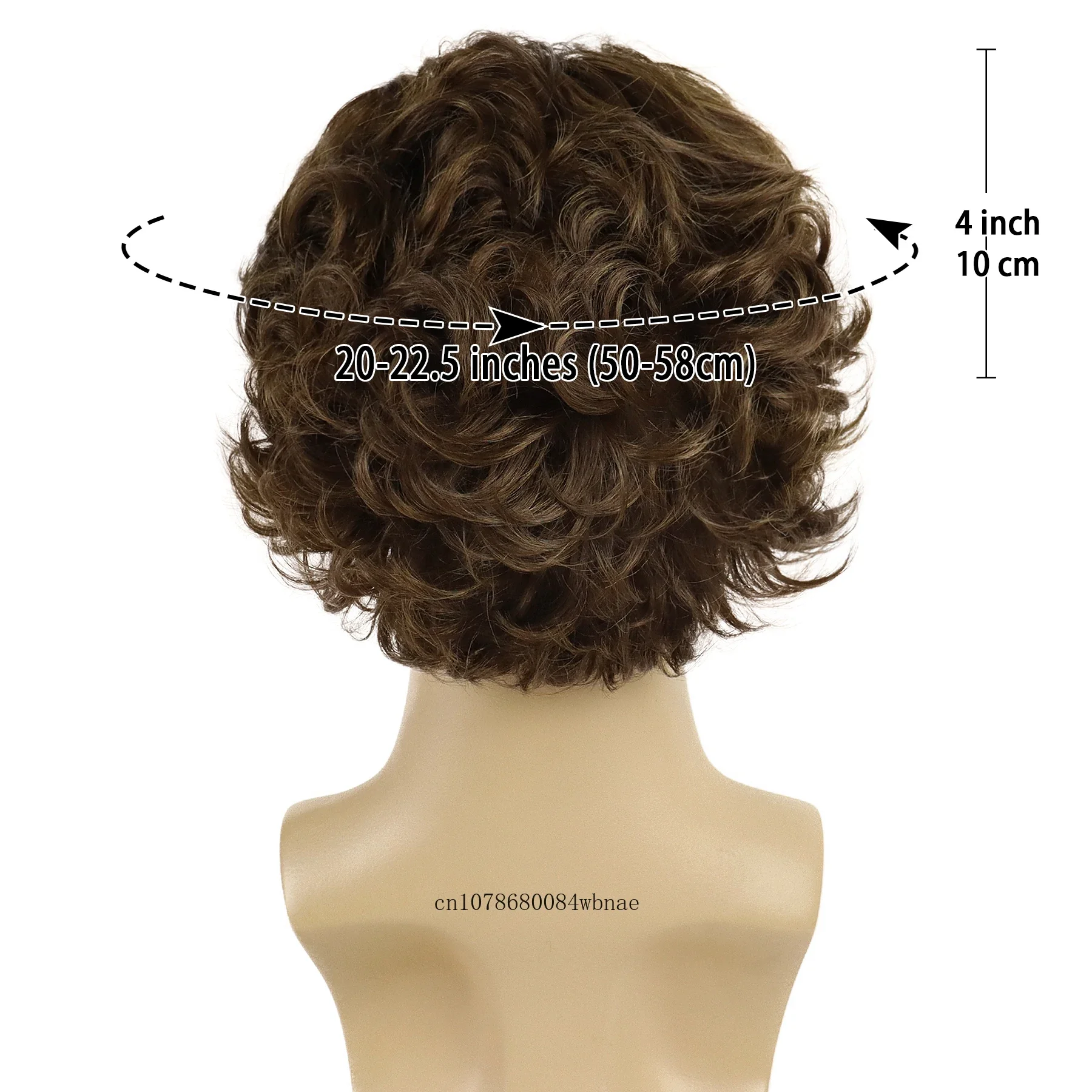 Short Brown Wigs Natural Synthetic Hair Fluffy Layered Curly Wig with Bangs for Men Male Halloween Cosplay Costume Daily Use