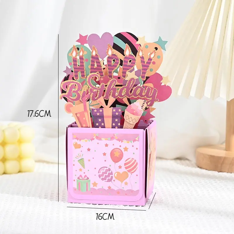 3D 팝업 생일 카드 - 어떤 사람에게나 적합한 꽃과 나비 디자인 - 손글씨 메모 기능, 종이 재질