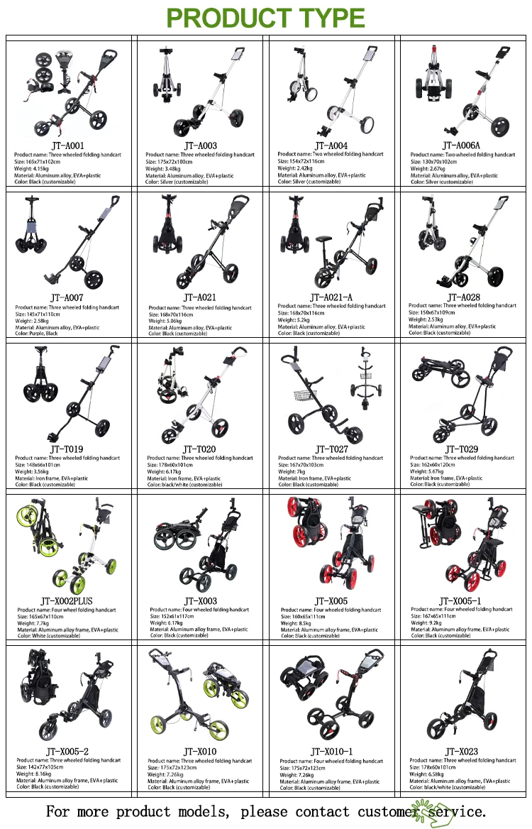 Golf Trolley Push Cart Aluminum Golf Bag Cart Foldable 3 Wheels Carts Trolley