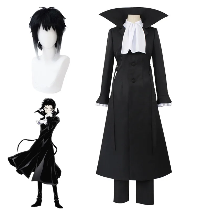 

Anime Bungo Stray Dogs Akutagawa Ryunosuke Cosplay Costume Trench Cloak Black Uniform Suits Halloween Christmas Party Clothes