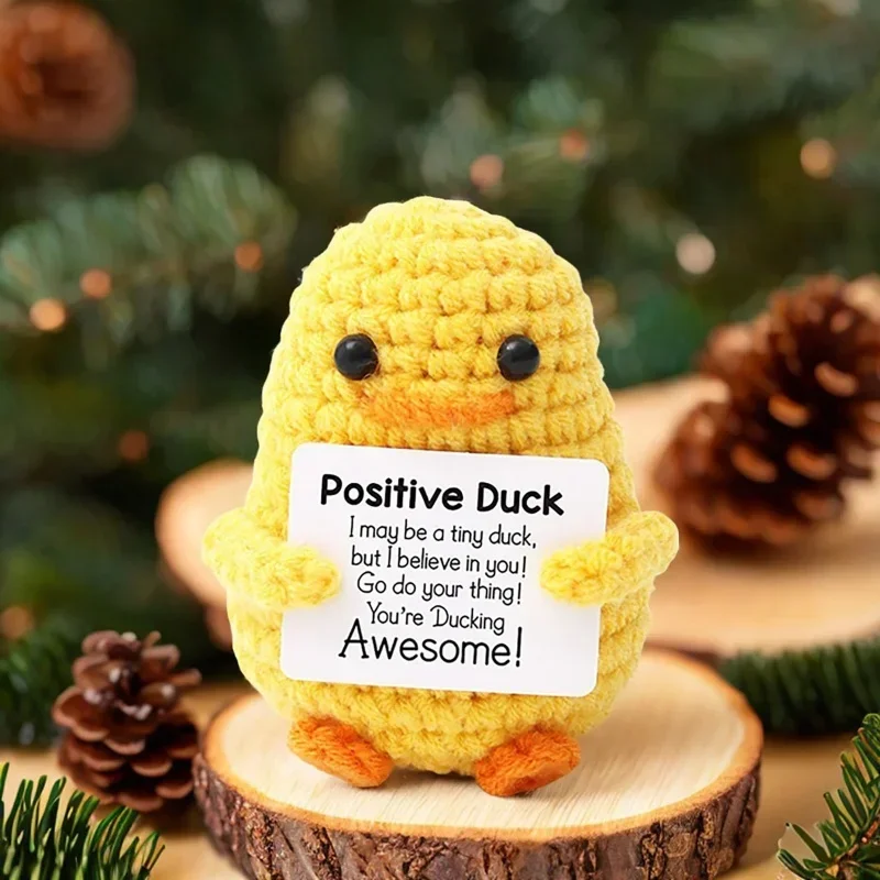 Cute Handwoven Positive Energy Duck Ornaments Handmade Crochet Support Emotional Pickles Cucumber Home Room Decor Shark Doll shark doll