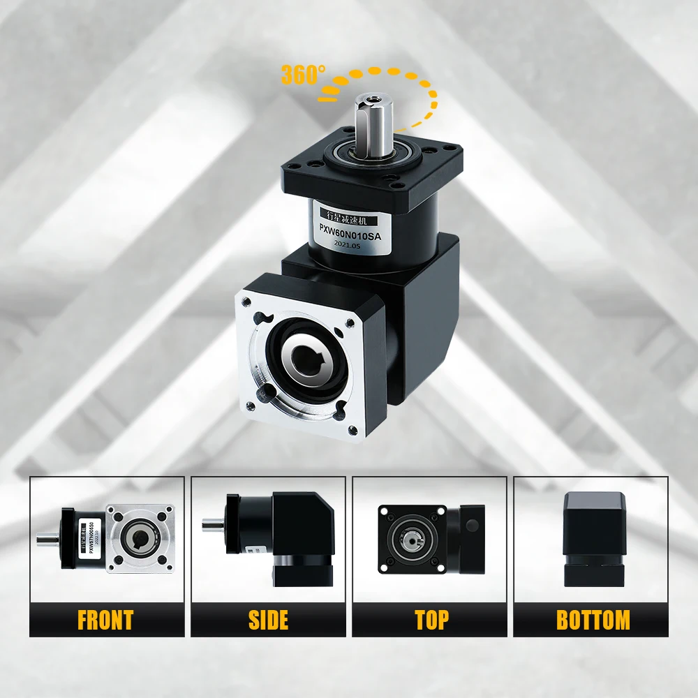 Nema24 PXW60 Right Angle Planetary Reducer Ratio 4/10/16/20/24 for CNC Stepper Servo Motor planetary reducer