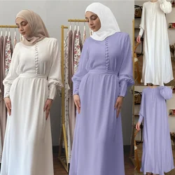 Ramadan Eid Dubai Abaya Turkey Muslim Fashion Chiffon Autumn Long Dress Women Islam Clothing White Women Elegant Vestidos Robe