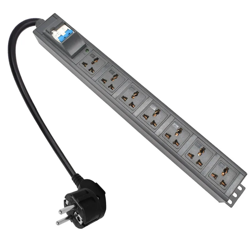 

1.5U PDU Power Strip 7 Unit Universal Network Cabinet Rack web filter outlet extension cord 16A 4000W Aluminium Alloy Socket