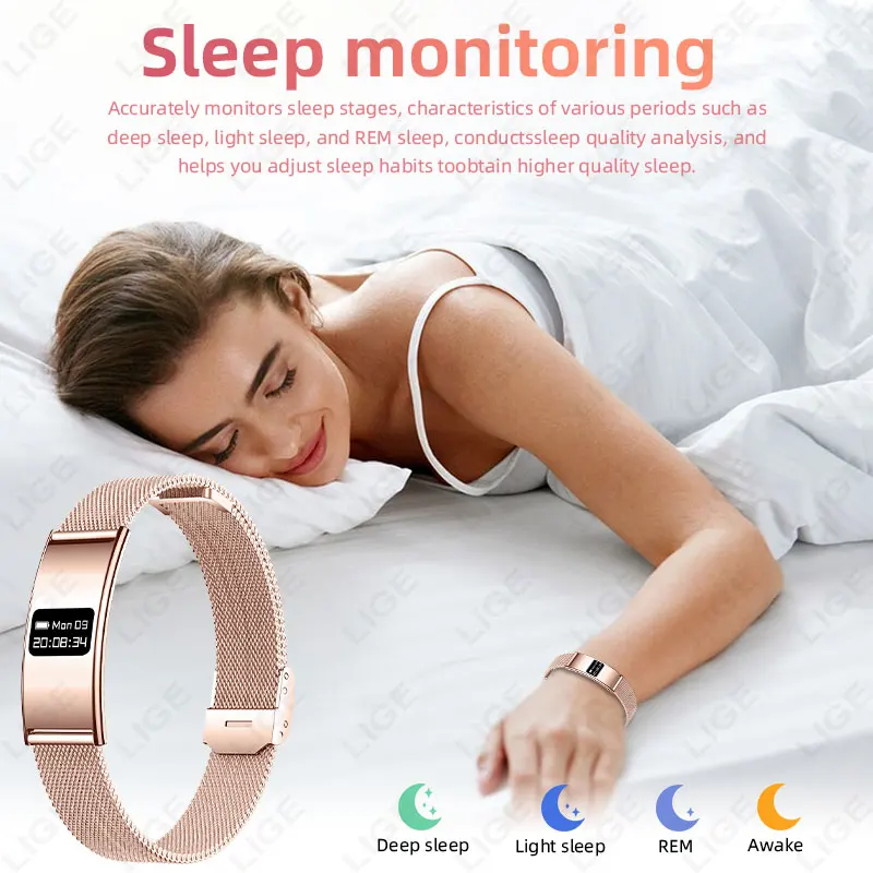 LIGE Ultra-thin Fashion Smart Wristband Pedometer Health Women Men Sports Waterproof Watch Heart Rate Blood Oxygen Bracelet 2026
