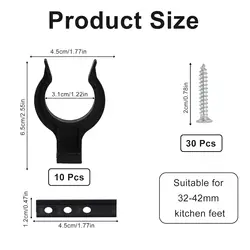 Premium Skirting Clips Set - 20 - Pack with 60 Screws for Kitchen Skirting Panels (10pcs)