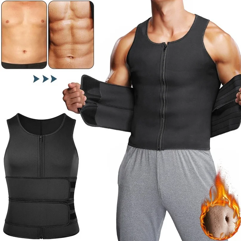 Waist Trainer Corset Body Shaper Men Sauna Sweat Abdominal Binder Belt Slimming Belly Neoprene Vest Tank Top Fat Burner Fitness