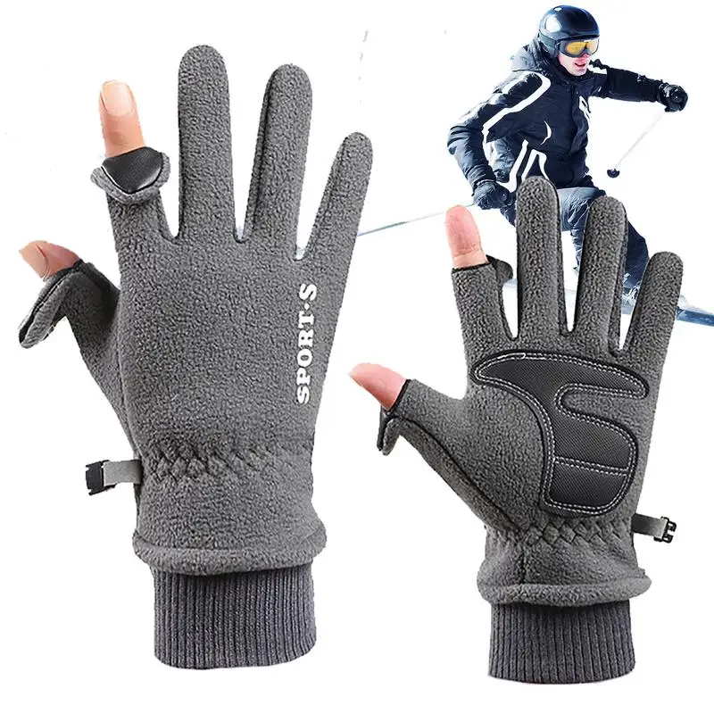 

Winter Fingerless Gloves Polar Fleece Gloves Women Windproof Touchscreen Winter Gloves Thicken Winter Reversible Gloves Cycling