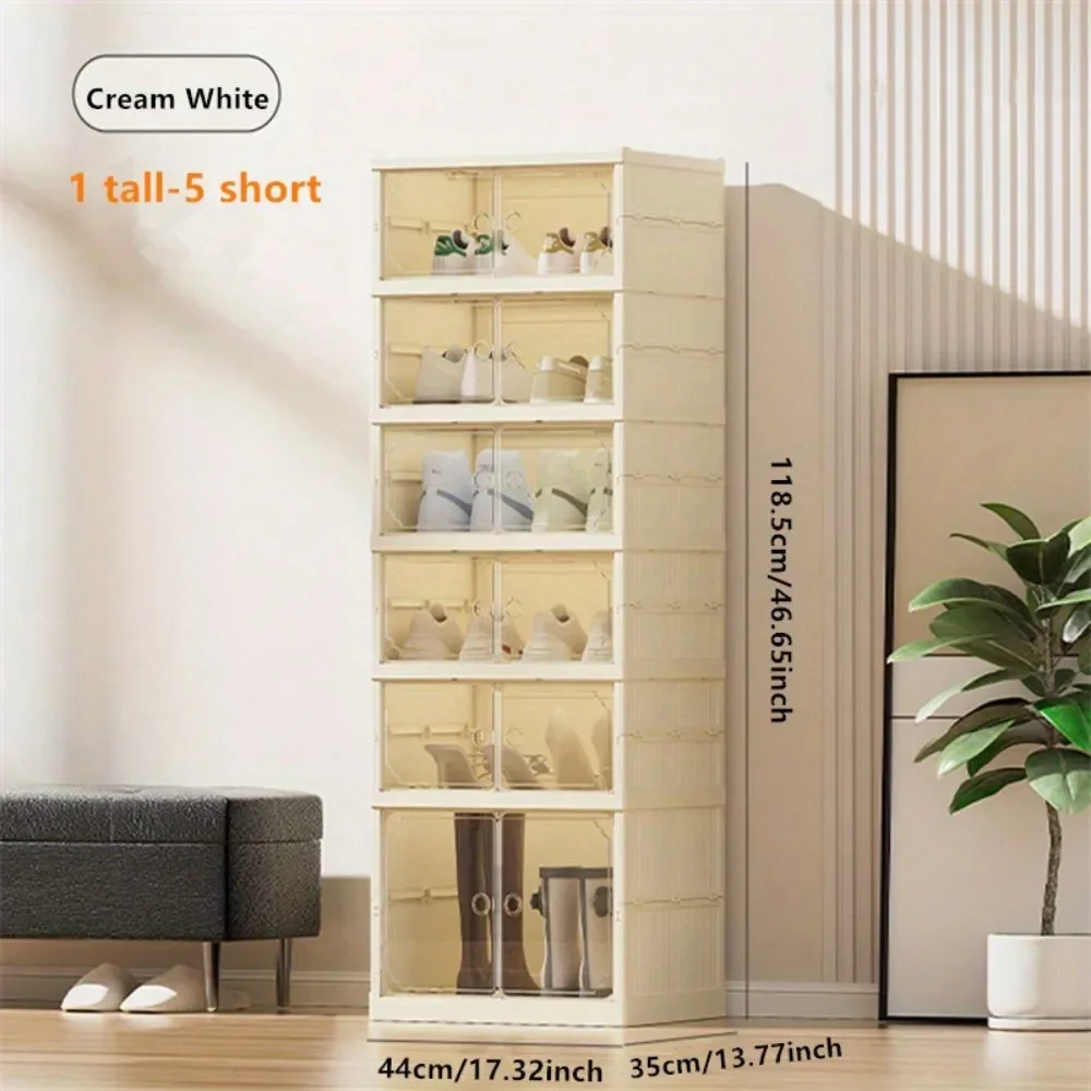 Portable Folding Shoe Rack Shoe Organizer Storage Box With MaClear Door For Closet Entryway Storage Containers Binsgnetic 4