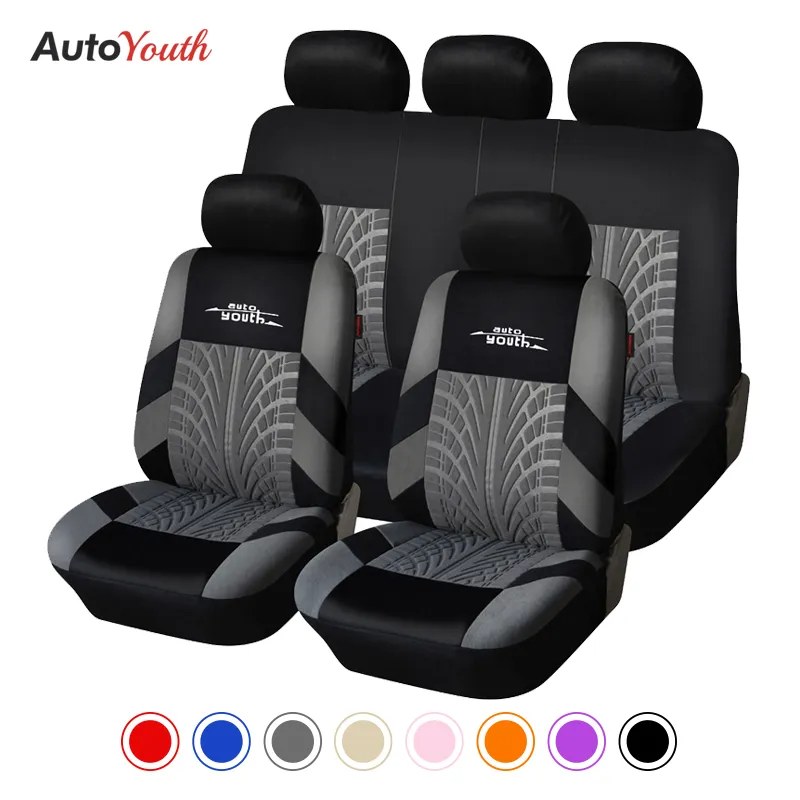 Universal Car Seat Covers: Premium 9-Piece Tire Track Kit
