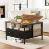 Flip Top Coffee Table, Square Coffee Metal Wood, Farmhouse Lift Up Coffees Table, Café Tables 1