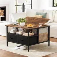 Flip Top Coffee Table, Square Coffee Metal Wood, Farmhouse Lift Up Coffees Table, Café Tables 1