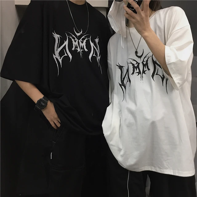 Women s T-shirt Hip-Hop Loose Punk Letter Printing Women Harajuku Oversize Short Sleeve Tops Clothing Vintage Dropshipping
