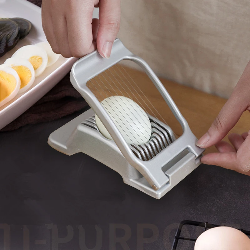 Egg Cutter Aluminum Alloy Manual Egg Cutter with Handle Multifunctional Portable Preserved Egg Splitter Slicers Kitchen Accessories