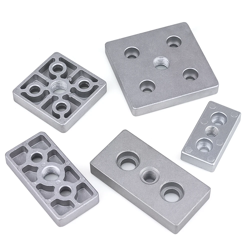 4Pcs 3 홀 5 홀 연결 풋 서포트 캐스터 고정 장착 커넥터 커버 플레이트 알루미늄 프로파일 용 엔드 연결 플레이트