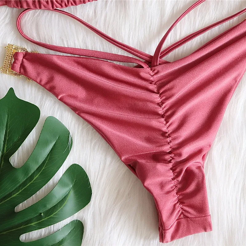 Women's 2 Piece Bikini Swimwear Sexy Rhinestone Swimsuits for Women Bikini Halter Swimsuits