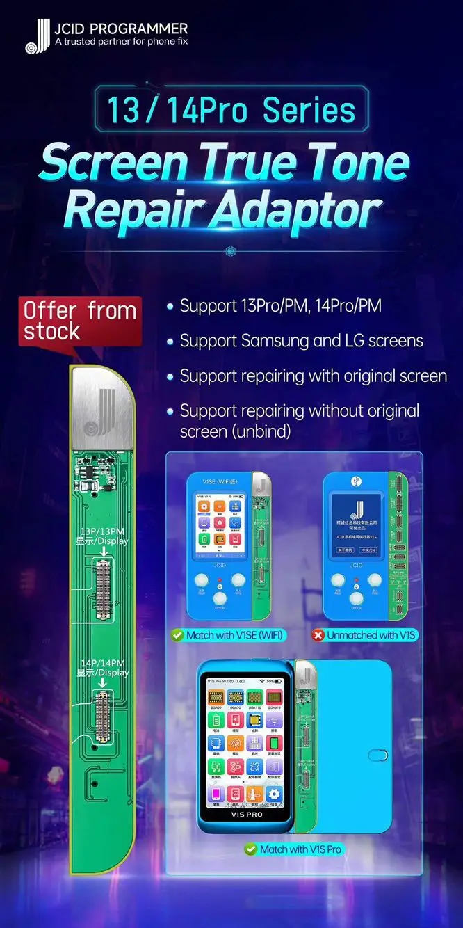 JCID JC V1SE True Tone Board For IPhone15 15Pro 12 13 14 PRO MAX Original Screen Copy Display Recovery Original Color Read Write