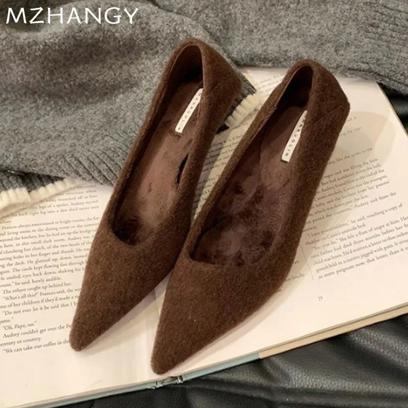 Pointed Toe Suede Sexy Mid Heels Shoes Women Shallow Elegant Sandals 2025 Trend Spring Party Shoes Pumps Luxury Mujer Zapatos 2