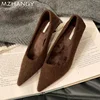 Pointed Toe Suede Sexy Mid Heels Shoes Women Shallow Elegant Sandals 2025 Trend Spring Party Shoes Pumps Luxury Mujer Zapatos 2