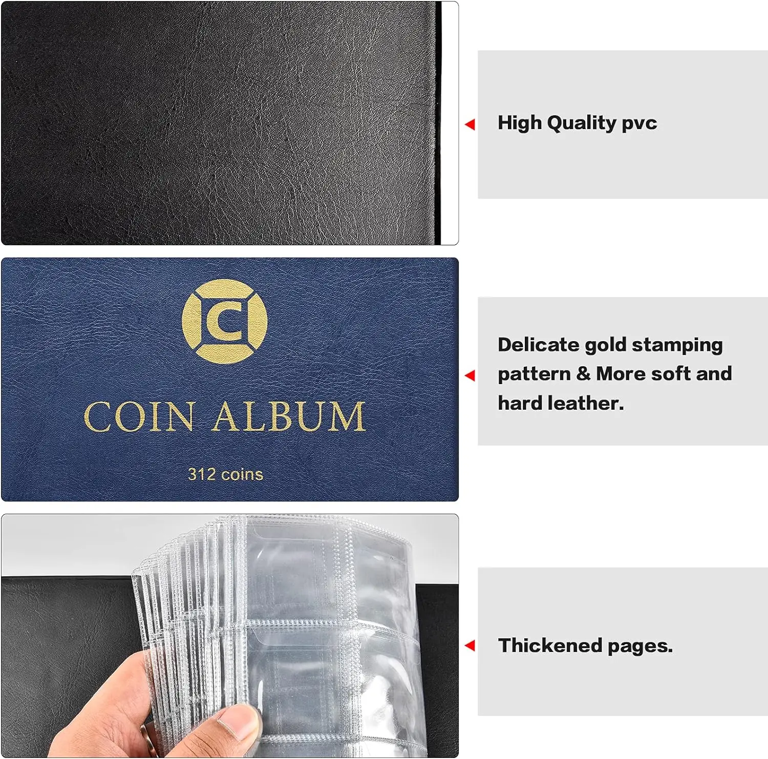 Coin holder Collection Supplies Book Holder for Collectors 312 Pockets Coins Collecting Album for 20 25 27 30 38 46mm coin display