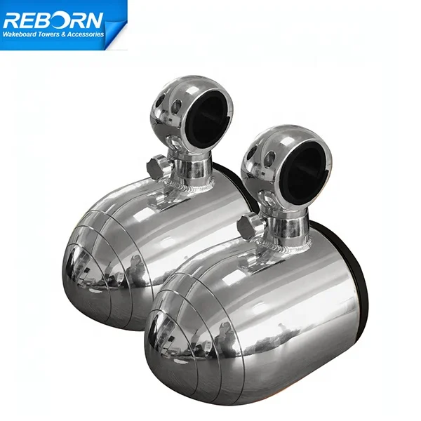 Pair Of Reborn 6 1/2in Waterproof Rotatable Boat Wakeboard Tower Speaker Black