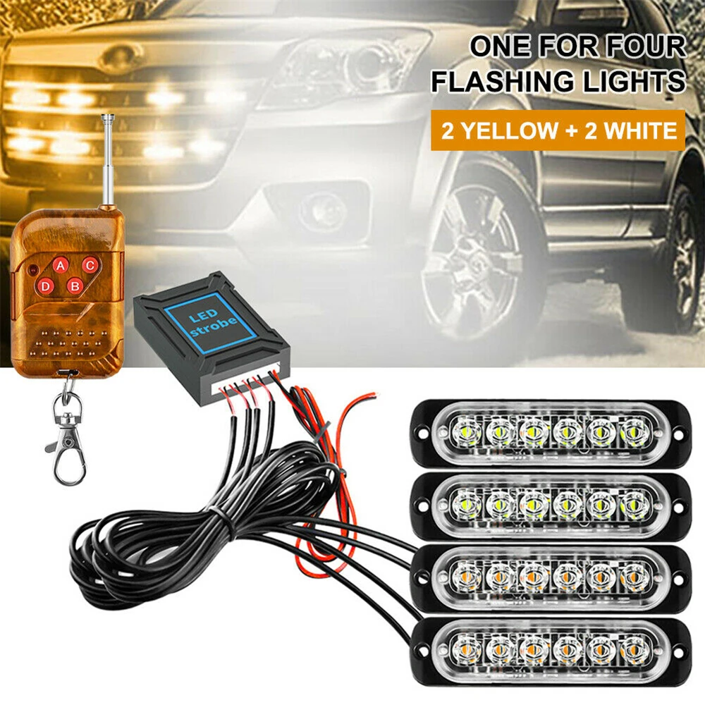 Wireless Stroboscopes 24LED Emergency Light Grill Flashing Breakdown Car  Truck Trailer Beacon Lamp LED Side Light For Cars 12V