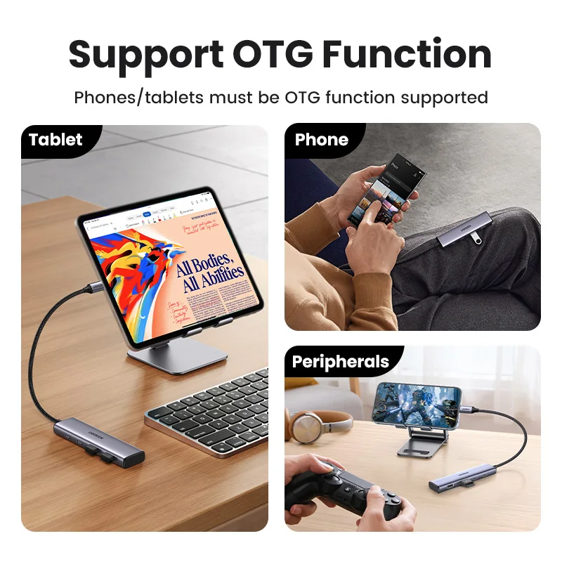 Ugreen Usb c Hub Portas Usb c para Hub Usb com Usb-c e Usb-a 5gbps Data Port Alumínio tipo c Hub para Adaptador Usb Múltiplo - Imagem 3