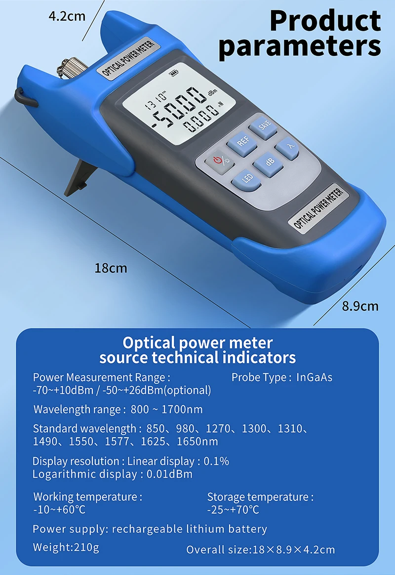 Rechargeable A-C710A/C510A High Quality OPM Optical Power Meter -70~+10dBm/ -50
