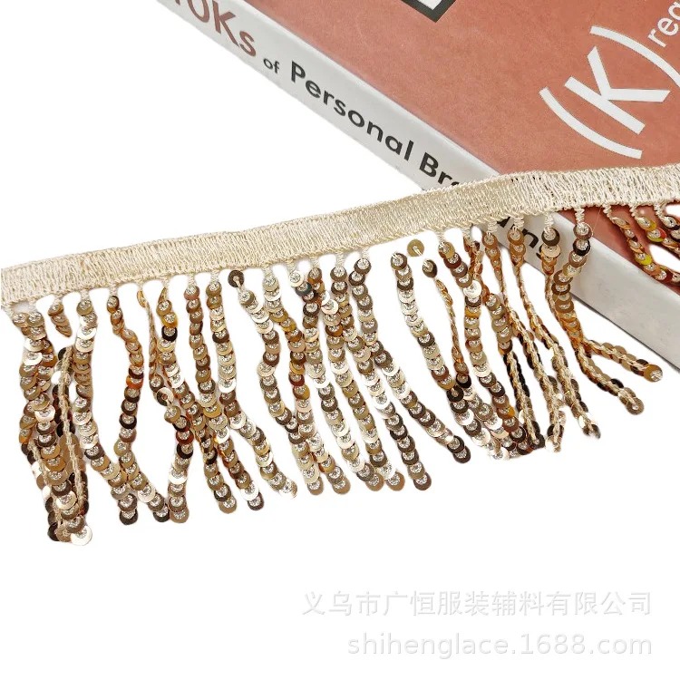 8cm 15야드 프린지 스팽글 태슬 리본 웨딩 파티 드레스 무대 공연 의상 트림 바느질 원단