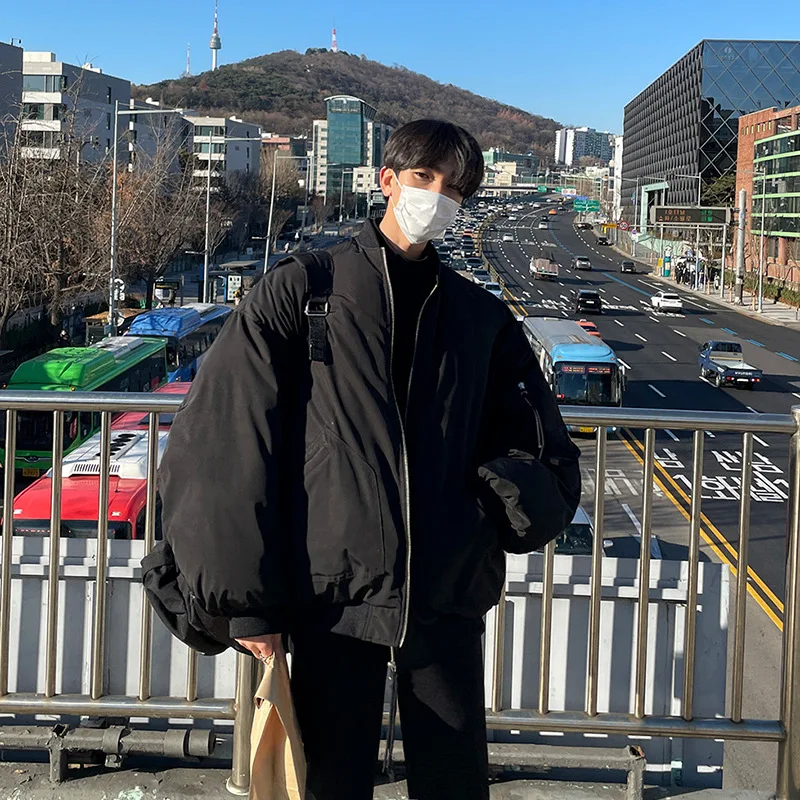 Korean Version of The Trend Loose Bomber Jacket Cotton-padded Jacket Men's Winter Padded Padded Padded Baseball Uniform Coa