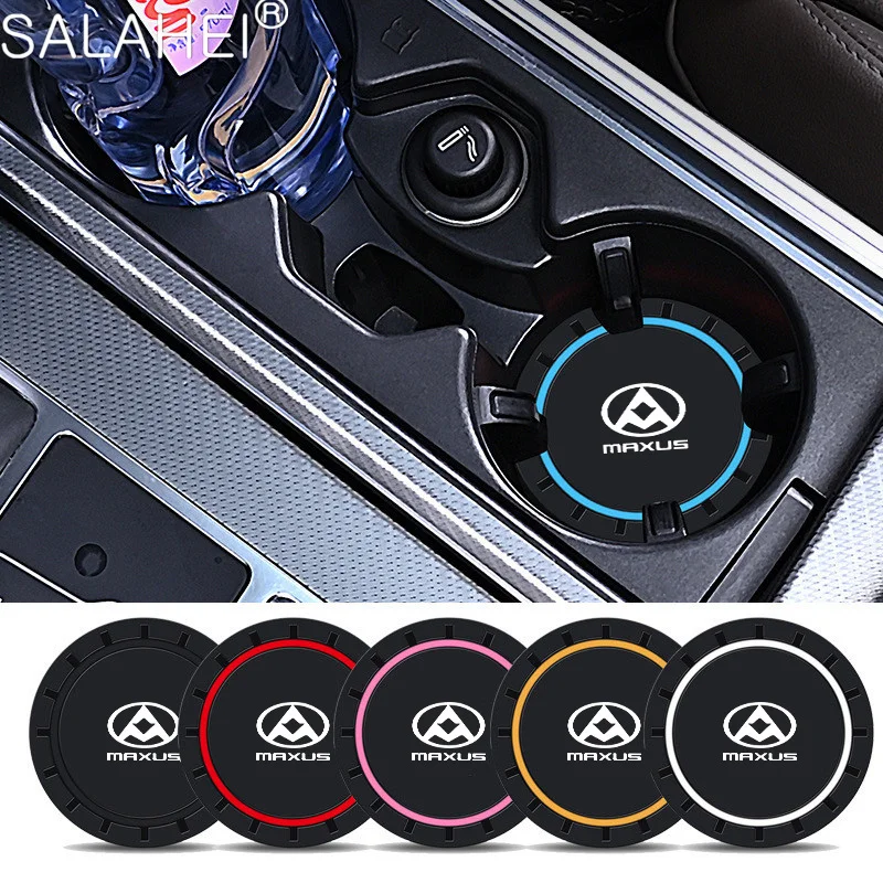 PVC Silicone Car Coaster 2Pcs Water Cup Slots Non-Slip Pad Waterproof For Maxus T60 D60 D90 D20 G50 G10 G20 T90 V80 Accessories