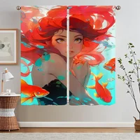 Girl Mermaid Series Bedroom Curtains 2 Pieces Blackout Curtain Living Room Decoration Tulle in Kitchen Home Interior Curtains 1