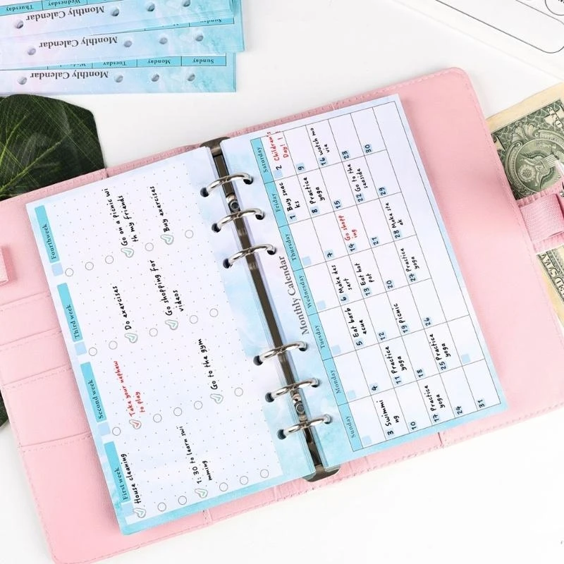 루스 리프 리필 종이 줄 지어 시트, 예산/주간/월간 시트, 예산 바인더 플래너 루스 리프 노트 저널용