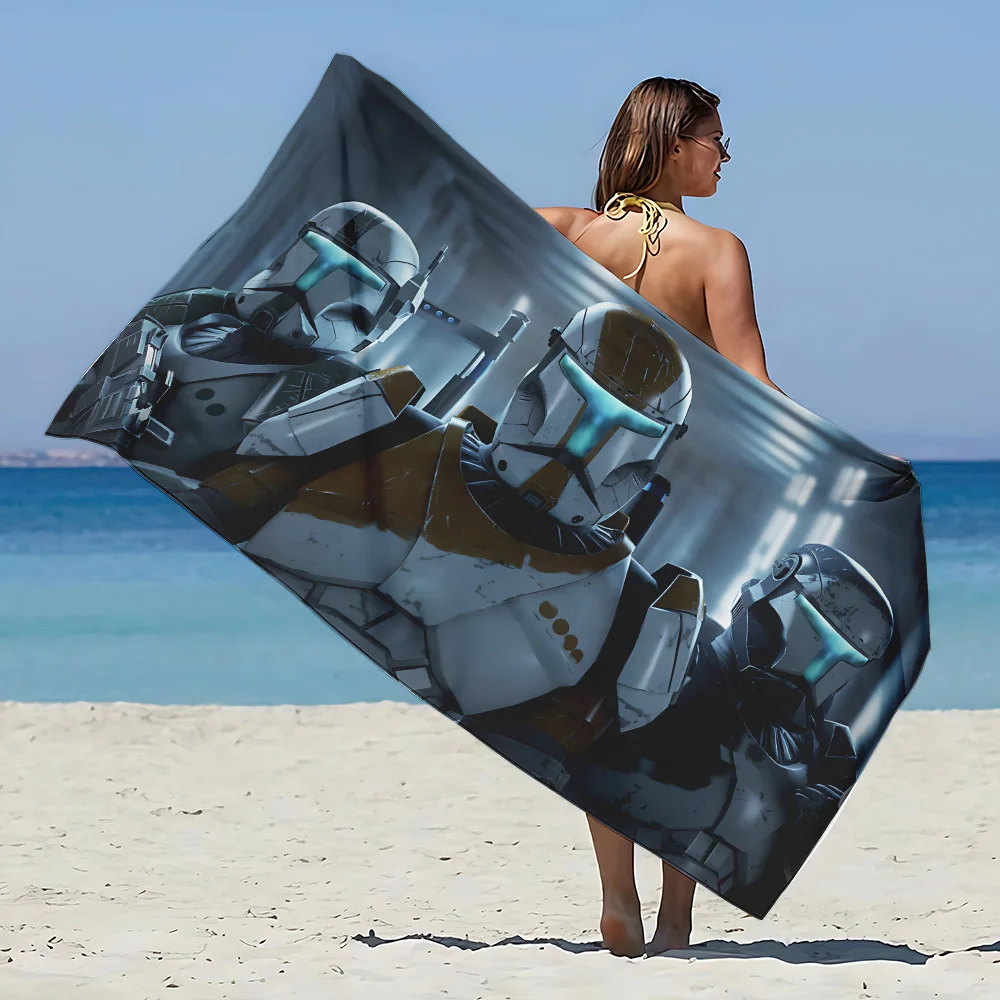 Beach Towel Microfiber Sand Free Quick Dry Soft Sandproof Towels Gift for Cartoon Star Mandalorians w-Wars Women Travel Shower 3