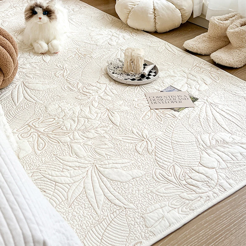 Solid Color Floor Mat Art Homestay Washed Cotton Rug Quilted Vintage ...