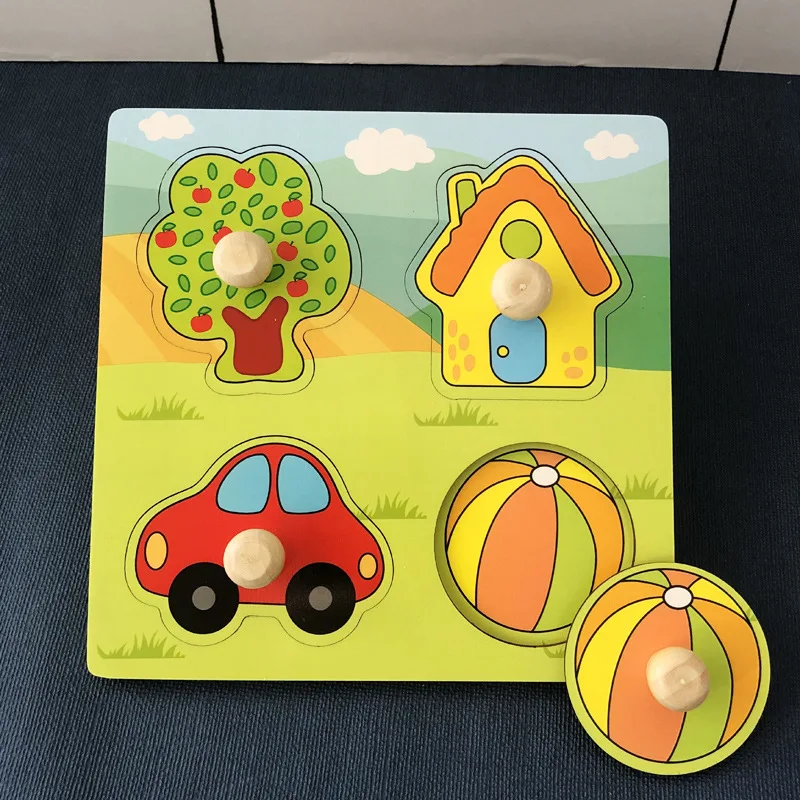 Grasp Board Puzzle For Children Montessori Early Education Fruit Cognitive Benefit Intelligence Toy Baby 1 Building Block 2 Year