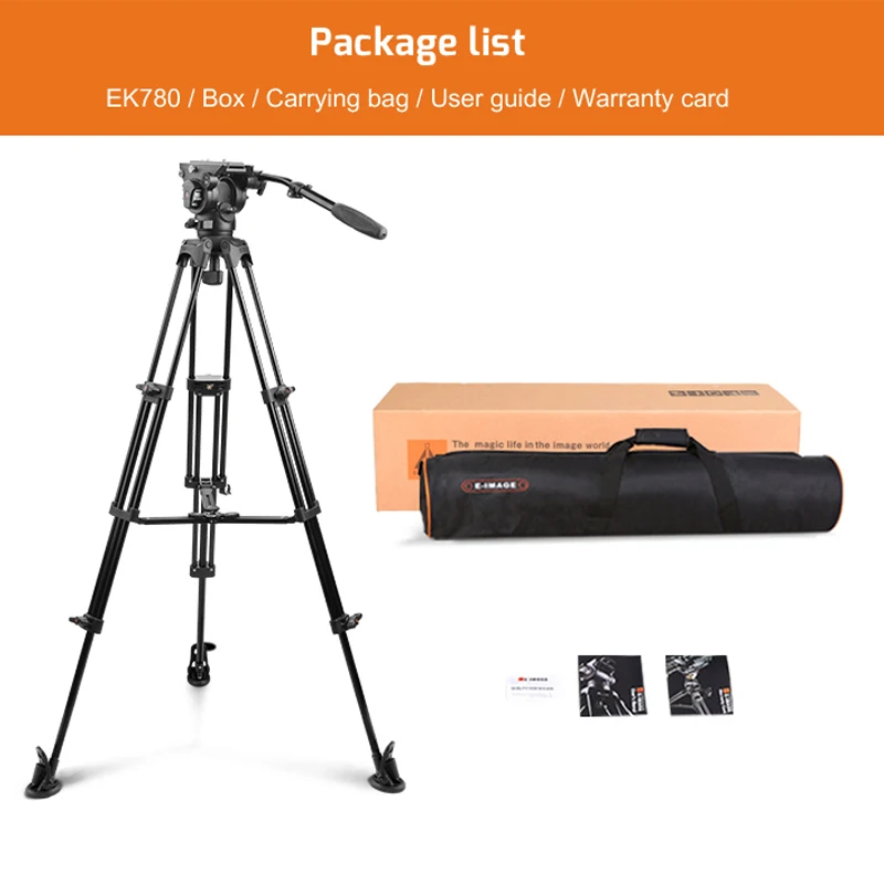 E-IMAGE EK780/EK780 플러스 삼각대, 고품질 알루미늄 다리, 안정적인 안정성 제공