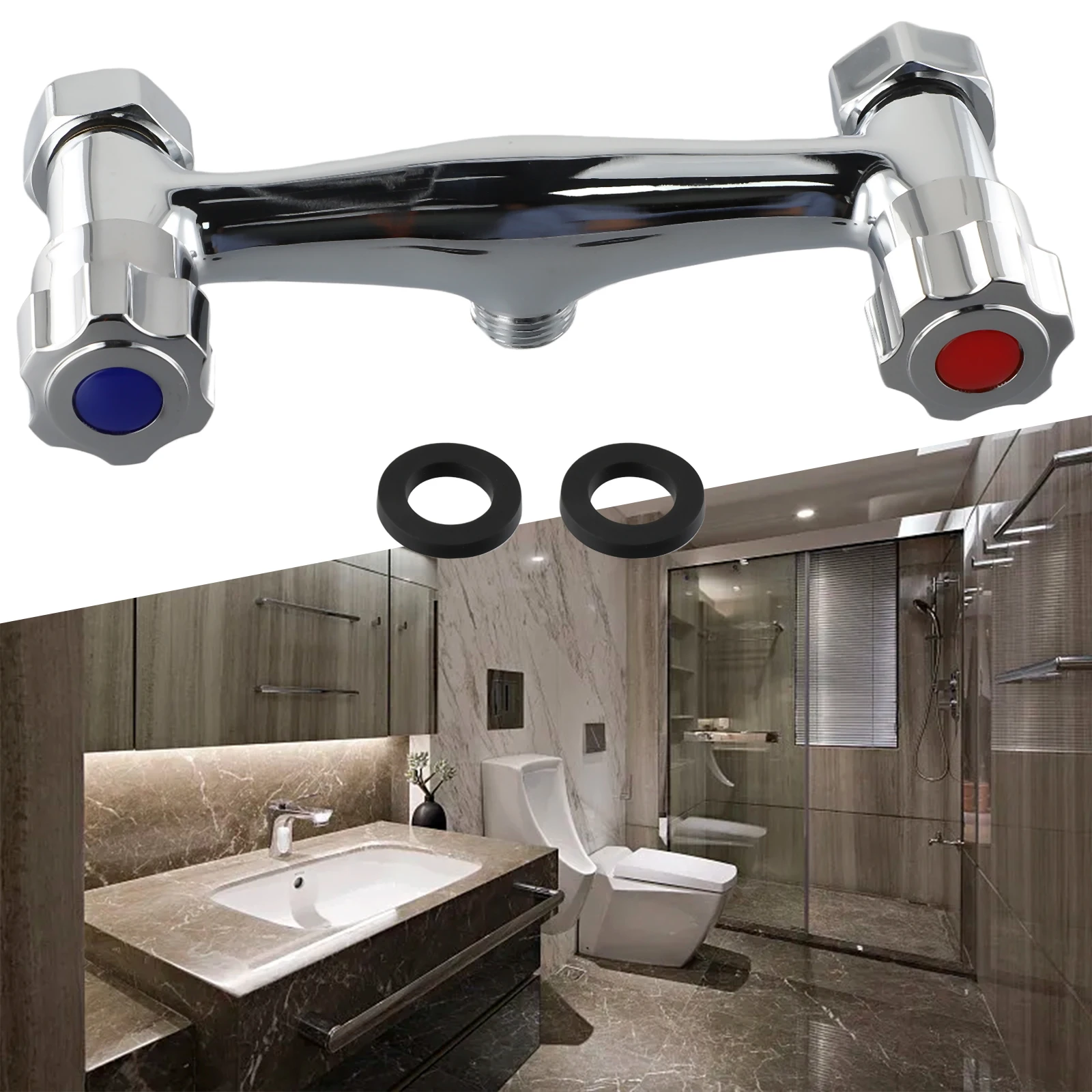 

Shower Heads Mixer Valve Bathroom Accesories Copper Easy To Assemble Twin Outlet Anti-reflux Hot And Cool Water