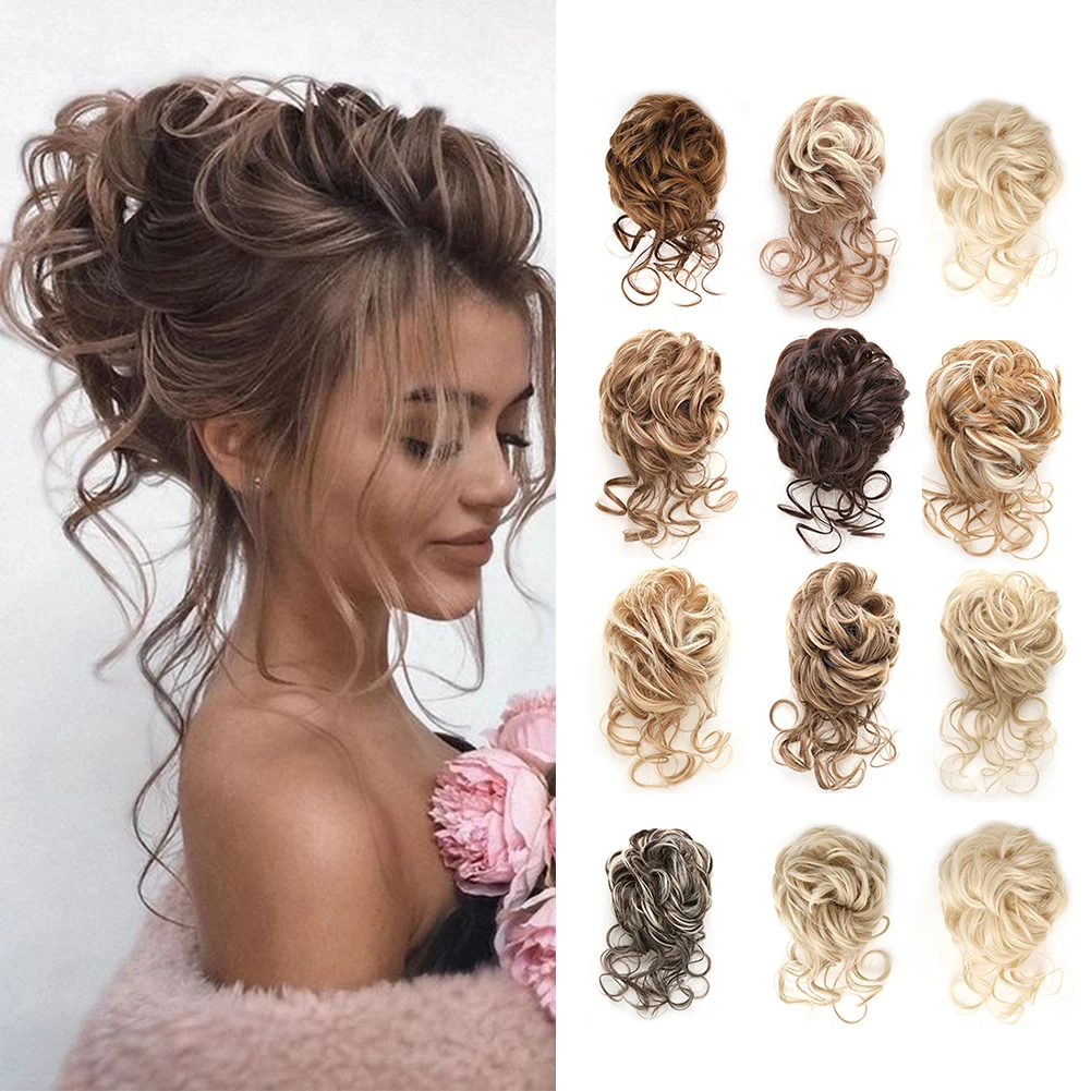 Messy Bun Hair Pieces Long Beard Chignon Buns 10 Inch Claw Clip Curly Wavy Hair Bun Tousled Updo Hair Buns Extension For Women