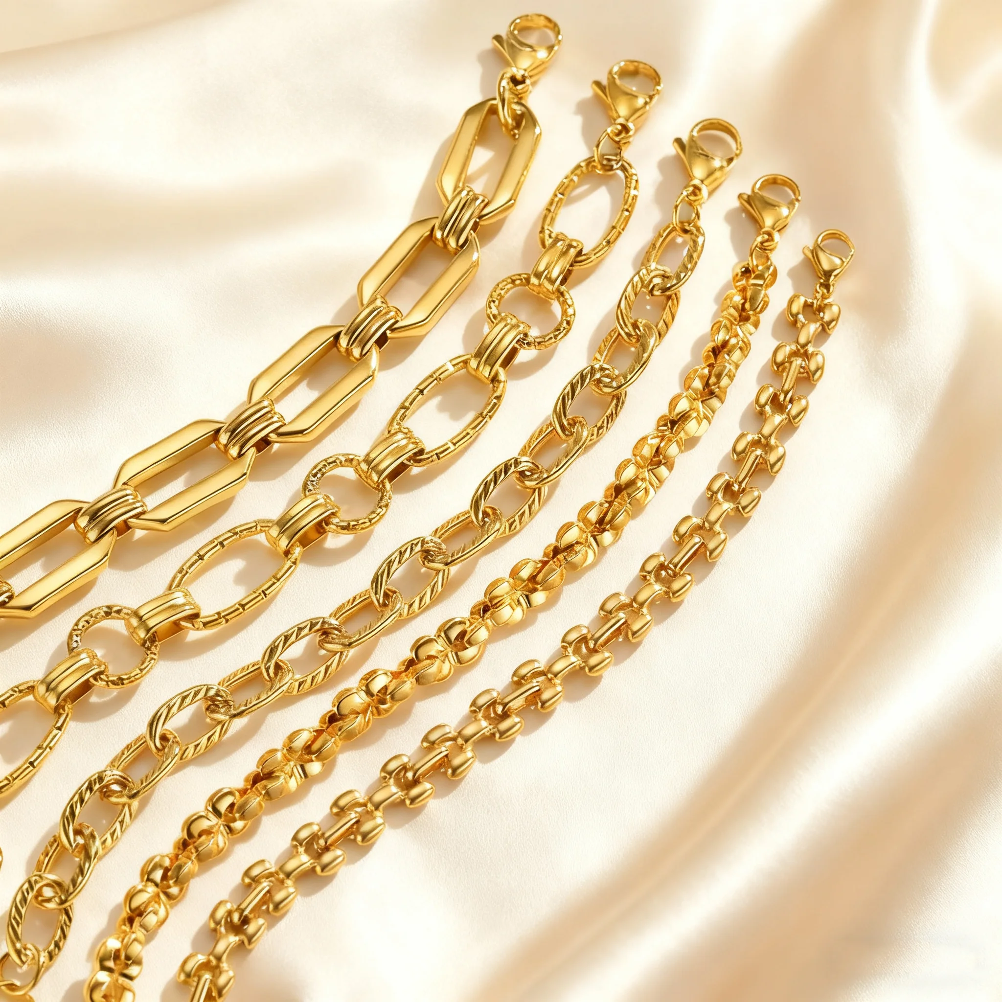 Minimalistisches Kettenarmband aus Edelstahl für Damen. 18 Karat vergoldeter, dicker, klobiger Armreif, wasserfester Modeschmuck