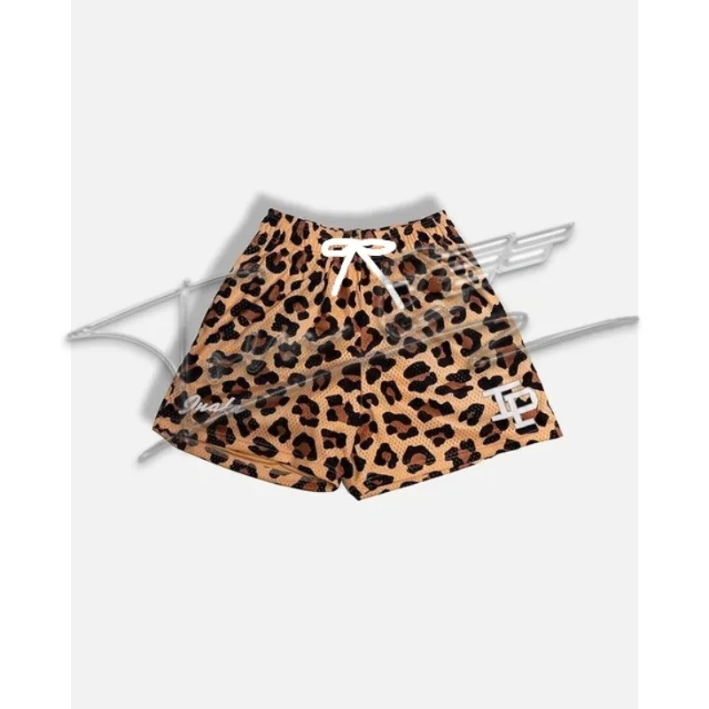 Beach Summer American Mesh Shorts sport Leopard Graphic Quarter Pants Sports Basketball Quick Dry Breathable 3D Print Men shorts 2