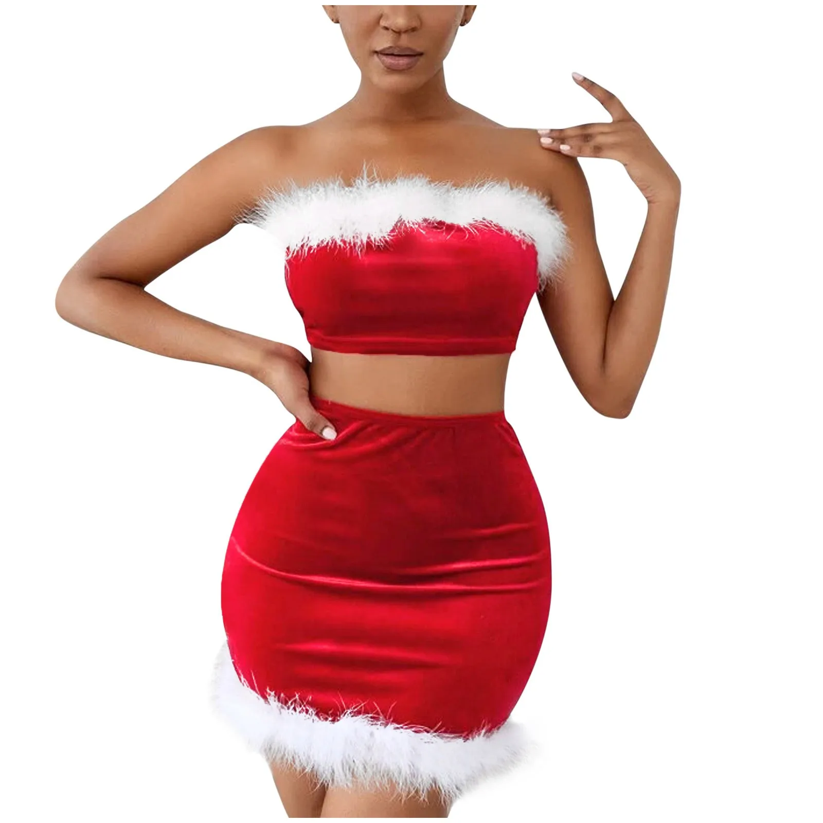 

Women's Sexy Lingerie Christmas Dress Flannel Plush Sling Split Suit сексі боди без цензури bondage costum women 욕망코스프레 섹스용수트