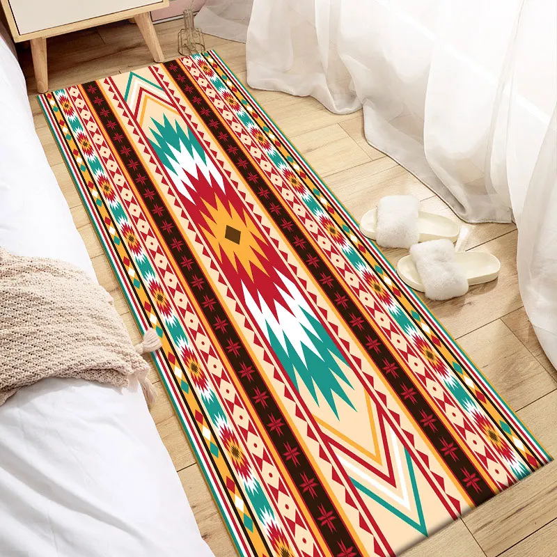 Bohemian Style Flannel Kitchen Mat Entrance Doormat Living Room Bedroom Floor Long Carpet Hallway Bathroom Anti-Slip Rug 6