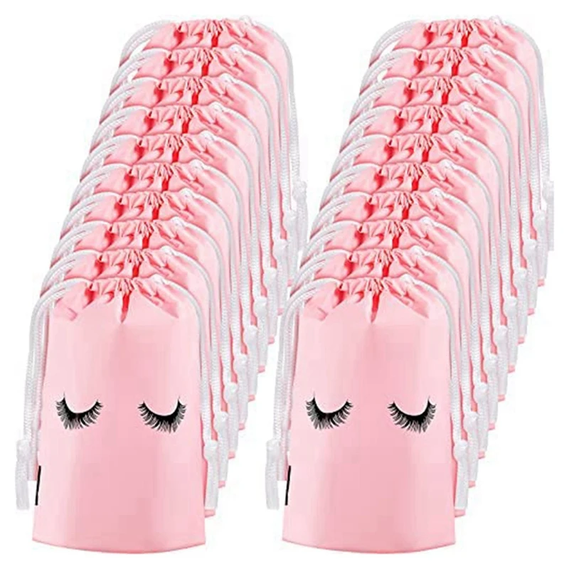 

200 Pieces Eyelash Aftercare Bags Plastic Makeup Bags Toiletry Makeup Pouch Cosmetic Travel With Drawstring Pink,S