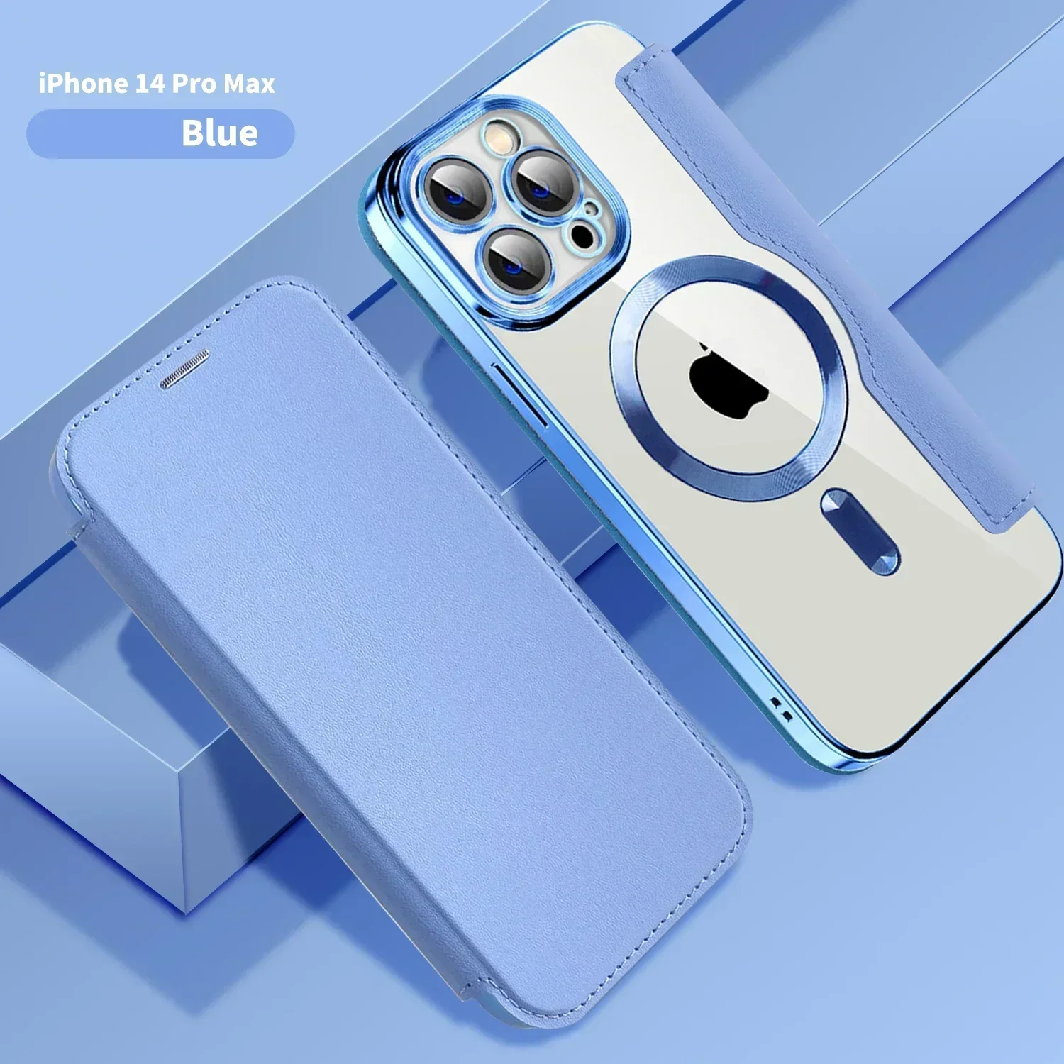 Electroplated Flip Leather Case with Magsafe Charging – Luxury Protection Cover