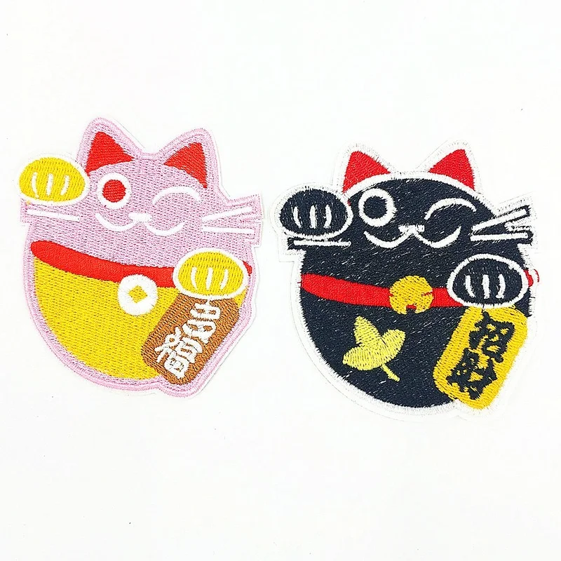 

30pcs/lot Fashion Embroidery Patch Lucky Cat Business Opening Mascot Fengshui Clothing Decoration Accessory Craft Diy Applique