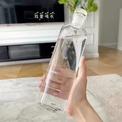 Large Capacity Leakproof 500ml Water Bottle with Time Marker - Plastic Materia (500ml Transparent)