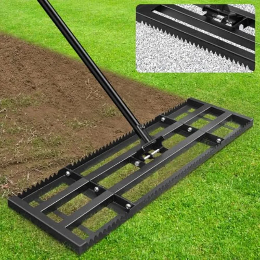 32''x10 Heavy Duty Steel Lawn Rake with Serrated Edge Smooth Plate for ...