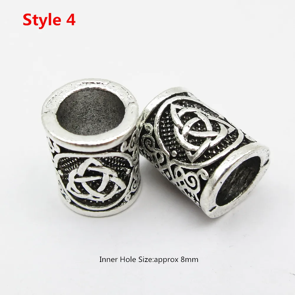 5pcs/2pcs Big Hole Rune Metal Viking Jewelry Beads For Hair Beard Dreadlock Braid hair braid accessories ring beads ring beads hair extensions tools For men women Hair Accessories
